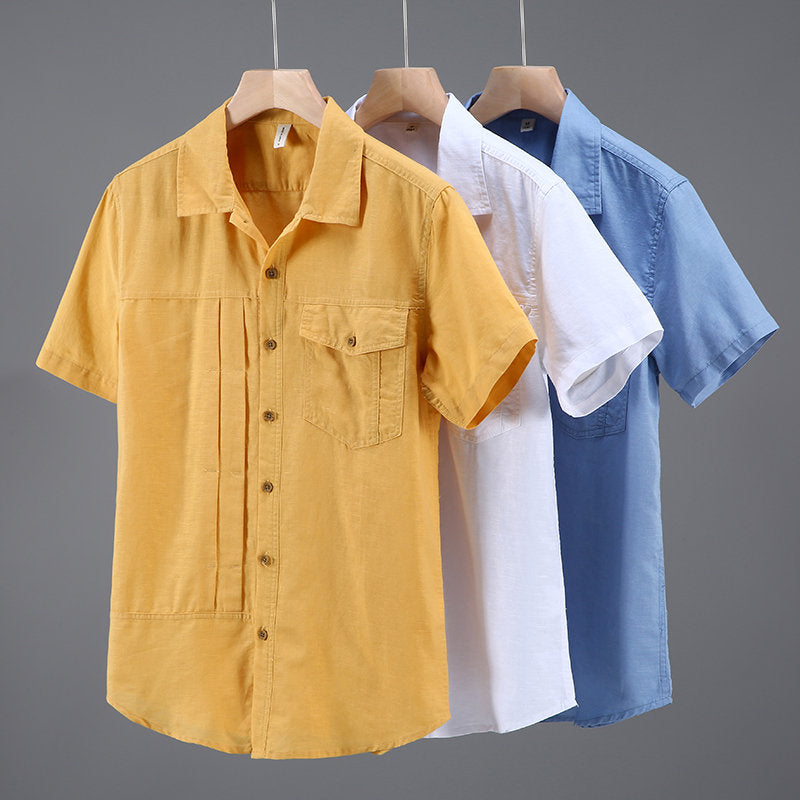 Linen Vintage Square Neck Short Sleeve Shirt