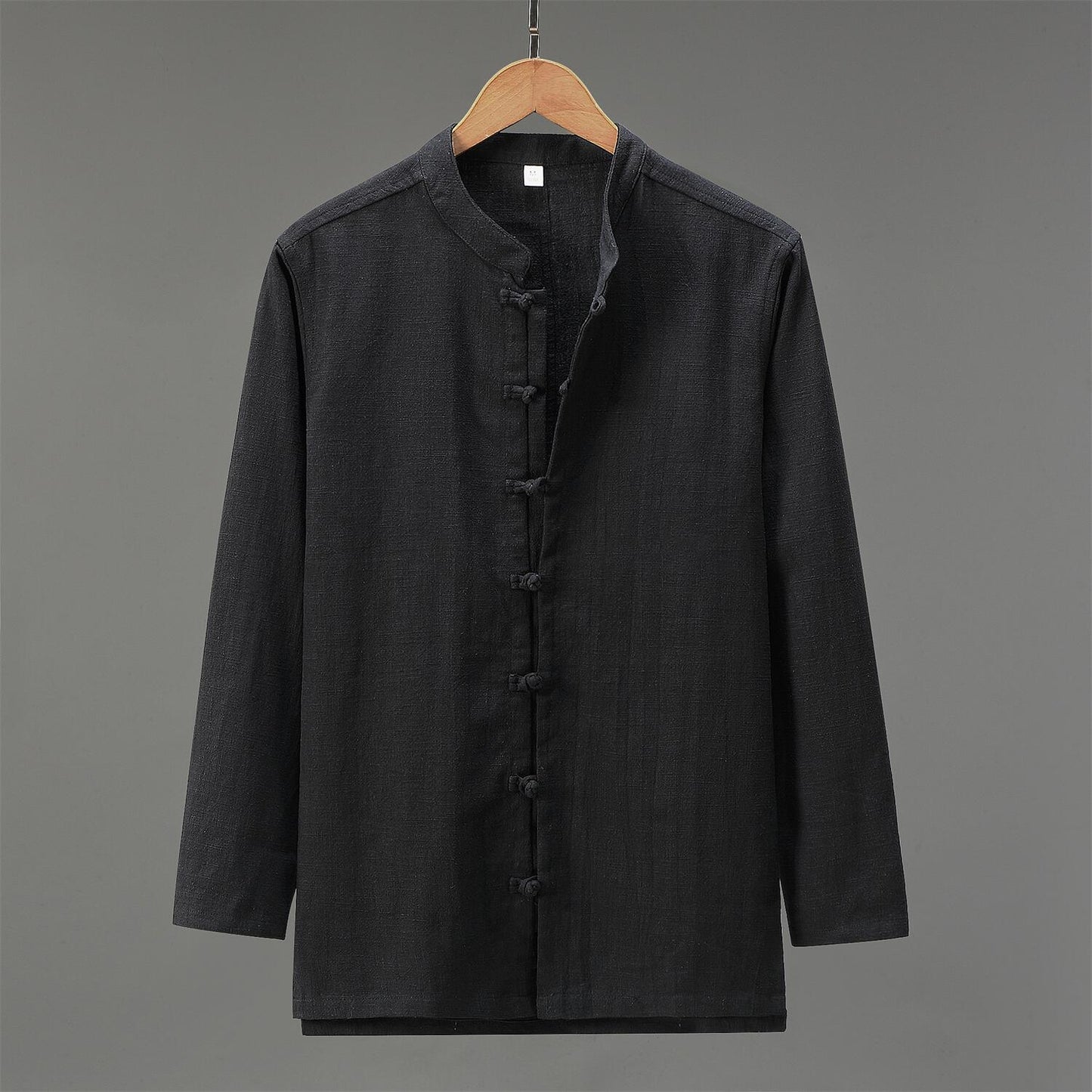 Vintage Loose Fit Linen Shirt - Stand Collar